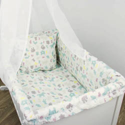 ALVI Zestaw do gondoli 80x80 poszewka na kołdrę i poduszkę , baldachim, osłona - wzór kolorowa farma