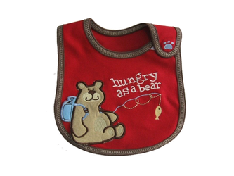 BOMIO Śliniak materiałowy Czerwony ciemny Wzór: Miś